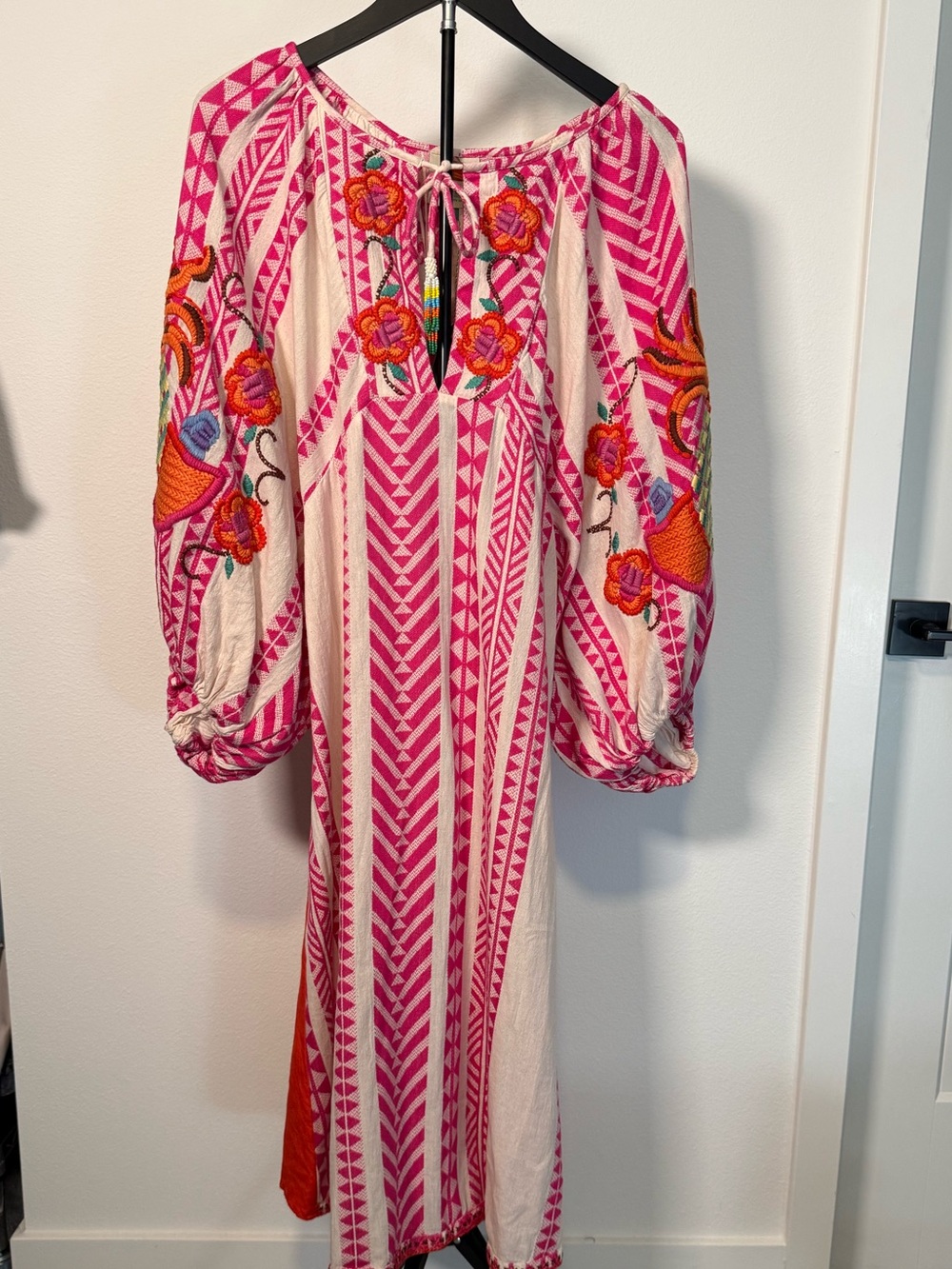 FARM Rio Pink & Cream Jacquard Embroidered Maxi Dress